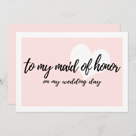 私の婚礼の日の私のメイド・オブ・オーナー（花嫁付き添い人）に赤面させて下さい 招待状 (正面/裏面)
