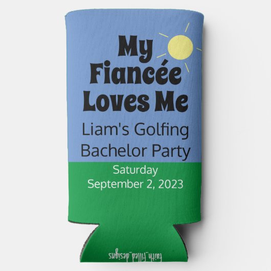 「私の婚約者は私を愛している」ゴルフ場のパーティー結婚 スリム缶クーラー (裏面)