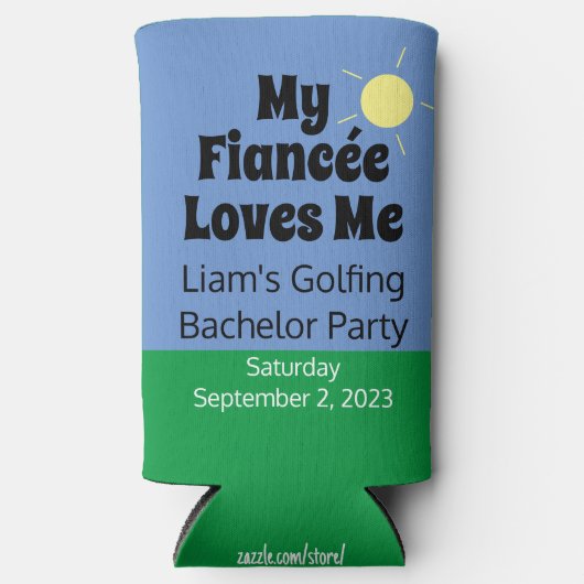 「私の婚約者は私を愛している」ゴルフ場のパーティー結婚 スリム缶クーラー (正面)