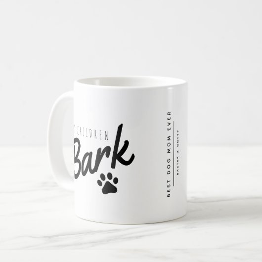 私の子おもしろい供は犬の母にほえる コーヒーマグカップ (正面左)