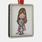 私の子ネコ-猫好きのためのデザイン--を抱き締めます メタルオーナメント (右)