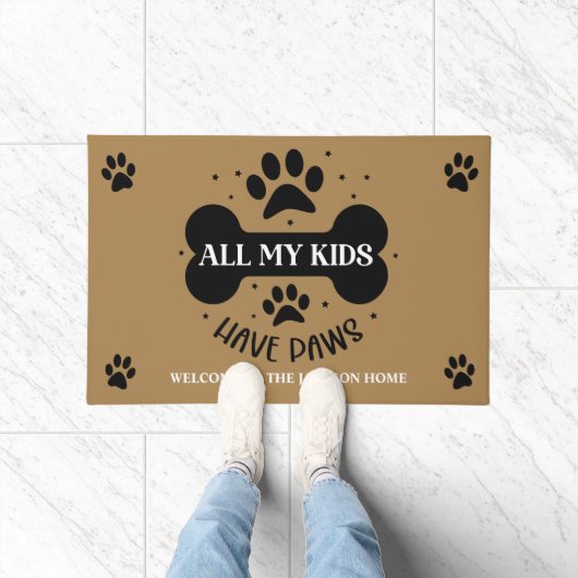 私の子供たちはみんな足跡がある ドアマット (室内)