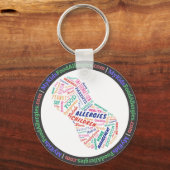 私の子供の食べ物アレルギーピーナッツワードクラウドキーチェーン キーホルダー (正面)