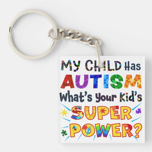 私の子供は自閉症を持っている子供の力はすごい何か？ キーホルダー (正面)