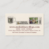 私の子供は4本の足の名刺2012年を持っています 名刺 (裏面)