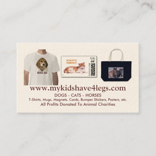 私の子供は4本の足の新しい名刺を持っています 名刺 (正面)