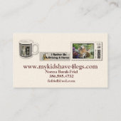 私の子供は4本の足の新しい名刺を持っています 名刺 (裏面)