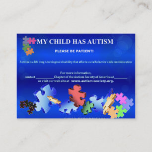 私の子供はAUTISMBusinessカードを持っています 名刺