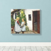 私の子猫を見た？（H.A. Brendekilde著） キャンバスプリント (インサイチュ (ウッドフロア))