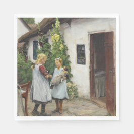 私の子猫を見た？（H.A. Brendekilde著） スタンダードランチョンナプキン