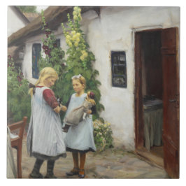 私の子猫を見た？（H.A. Brendekilde著） タイル