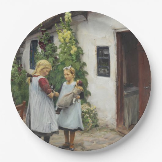 私の子猫を見た？（H.A. Brendekilde著） ペーパープレート (正面)