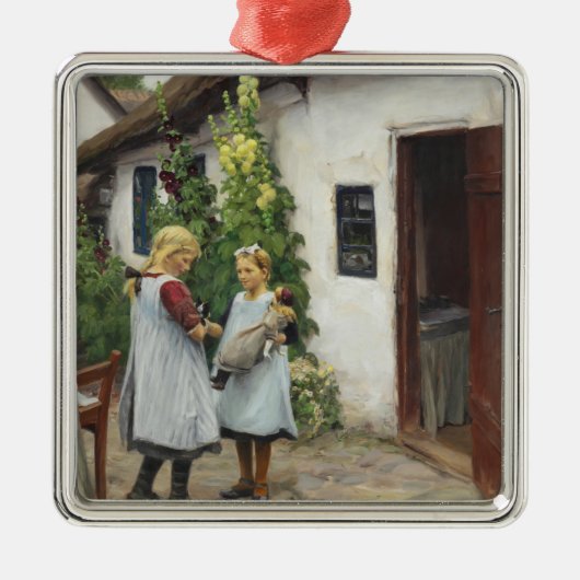 私の子猫を見た？（H.A. Brendekilde著） メタルオーナメント (正面)