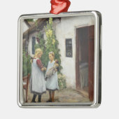 私の子猫を見た？（H.A. Brendekilde著） メタルオーナメント (左)