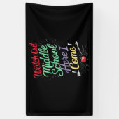 私の学校の中学を見来る 横断幕 (縦)