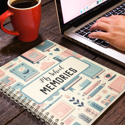 私の学校の思い出カスタムの本と植物スパイラル ノートブック