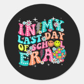 私の学校の最後の日先生男の子こんにちは ラウンドシール (正面)