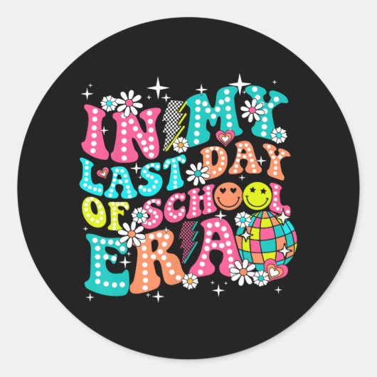 私の学校の最後の日先生男の子こんにちは ラウンドシール (正面)