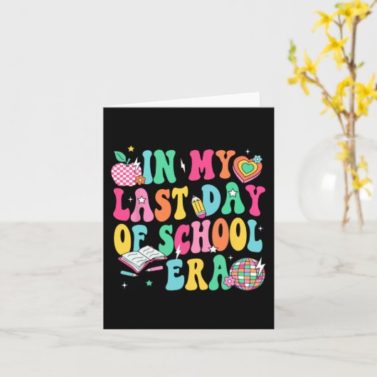 私の学校の最後の日先生男の子女の子Gradu カード (黄色い花)