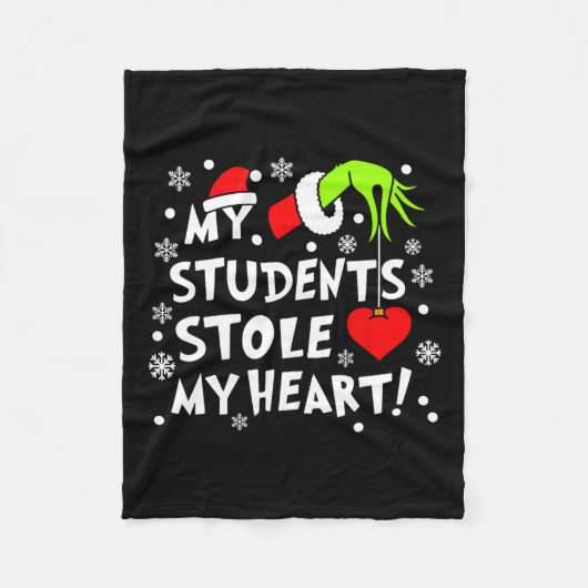 私の学生が私のハートクリスマスクリスマス先生を盗んだ フリースブランケット (正面)