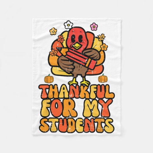 私の学生に感謝Thanksgiving秋先生 フリースブランケット (正面)