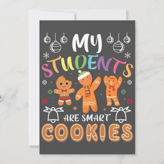 私の学生の子供たちは頭が切れるTのためのクッキーのクリスマス 招待状 (正面)