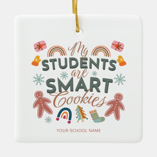 私の学生はクッキー頭が切れる先生クリスマス セラミックオーナメント (正面)