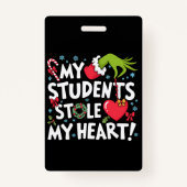 私の学生は私のハートクリスマスクリスマス先生を盗んだ バッジ (正面)