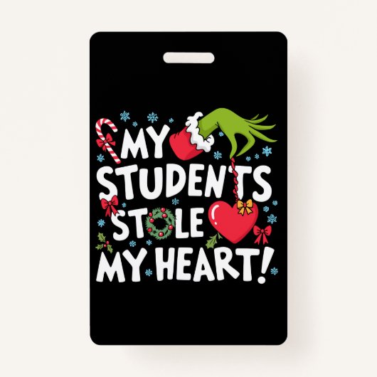 私の学生は私のハートクリスマスクリスマス先生を盗んだ バッジ (正面)