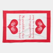 私の孫が茶離れ湯を赤く染める キッチンタオル (横)