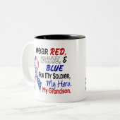 私の孫のための赤白青 ツートーンマグカップ (正面左)