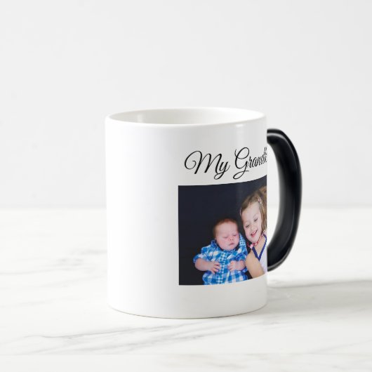 私の孫のパーソナライズな写真のコーヒー・マグ モーフィングマグカップ (正面右)