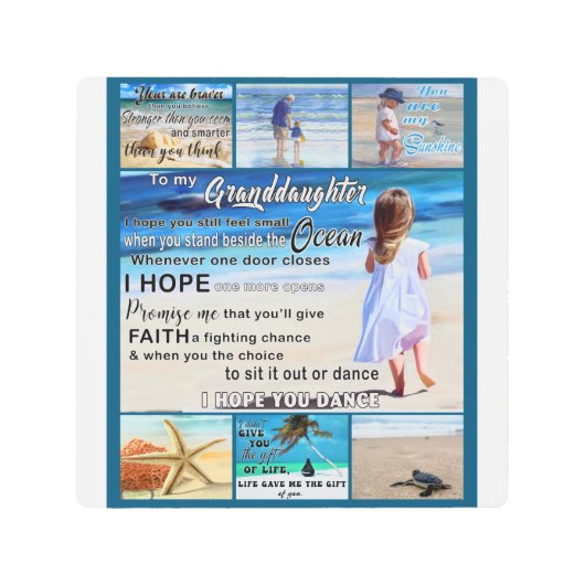 私の孫のビーチと海に私の太陽 メタルプリント (正面)