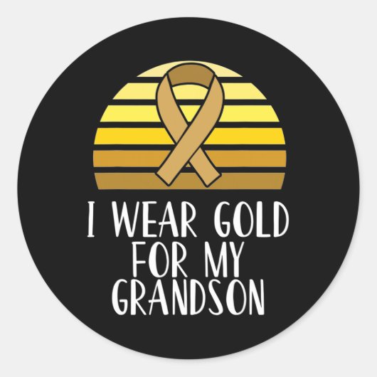 私の孫の小児がんの衣服金ゴールドを認識 ラウンドシール (正面)