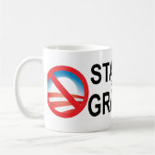 私の孫の標準的なコーヒーカップから遠くににとどまって下さい コーヒーマグカップ (左)