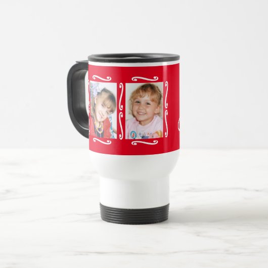 私の孫は可愛らしい写真を追加する赤 トラベルマグ (正面左)