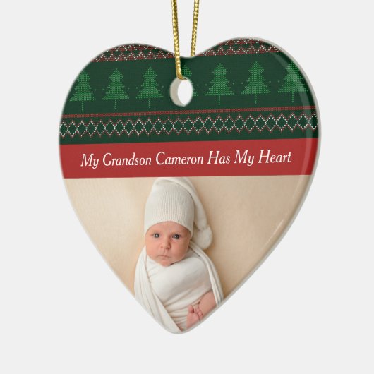 私の孫は私のクリスマス写真のおばあちゃんを持っている セラミックオーナメント (左)