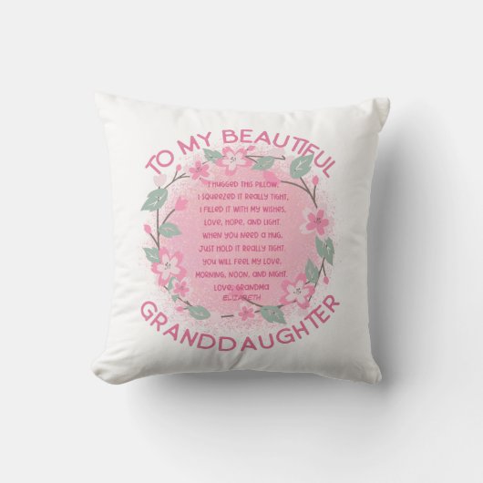 私の孫カスタムにピンクのの心からのメッセージ クッション (正面)