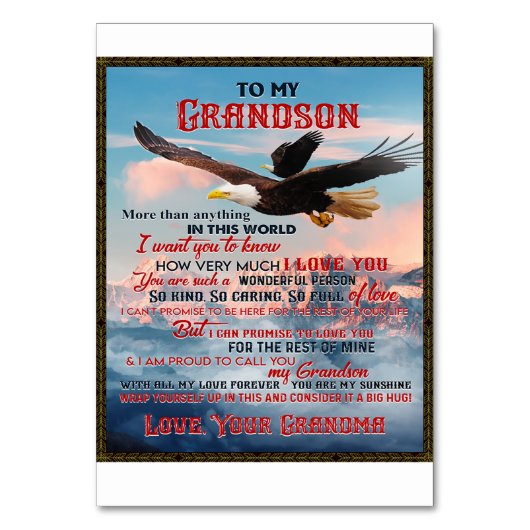 私の孫ギフトへの手紙、愛の男の赤ちゃんギフトアイディア テーブルナンバー (正面)