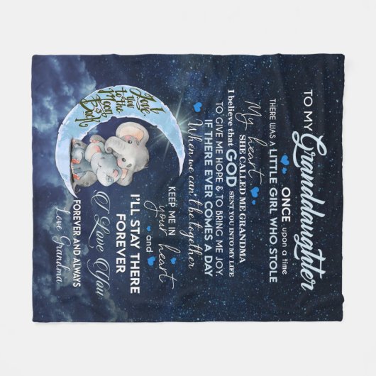 私の孫パーソナライズされた娘、象への手紙 フリースブランケット (正面(横))