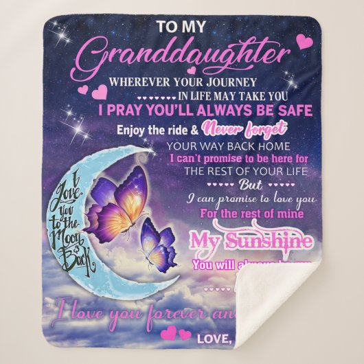 私の孫娘に蝶誕生日ギフトアイディア シェルパブランケット (正面)