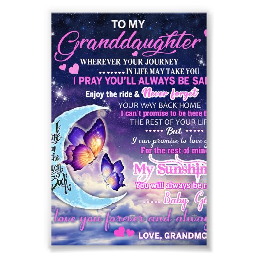 私の孫娘に蝶誕生日ギフトアイディア フォトプリント            (正面)