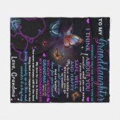 私の孫娘に蝶誕生日ギフトアイディア フリースブランケット (正面(横))