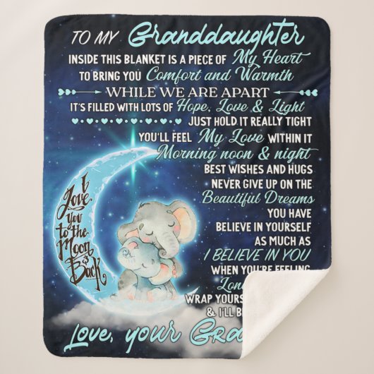 私の孫娘に象誕生日ギフトアイディア シェルパブランケット (正面)