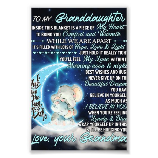 私の孫娘に象誕生日ギフトアイディア フォトプリント            (正面)