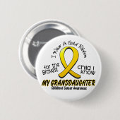 私の孫娘のための幼年期の蟹座の金ゴールドのリボン 缶バッジ (正面&裏面)