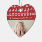 私の孫娘は私の赤いクリスマスハートの写真を持っている セラミックオーナメント (左)