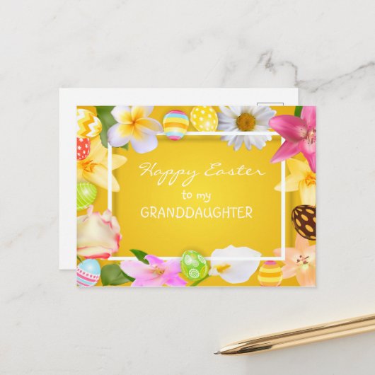 私の孫娘へのハッピーイースター ポストカード (正面/裏面インサイチュ)