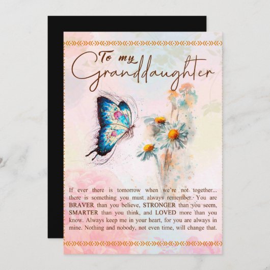 私の孫娘ギフトには、かわいい蝶の恋人のギフト シーズンカード (正面/裏面)