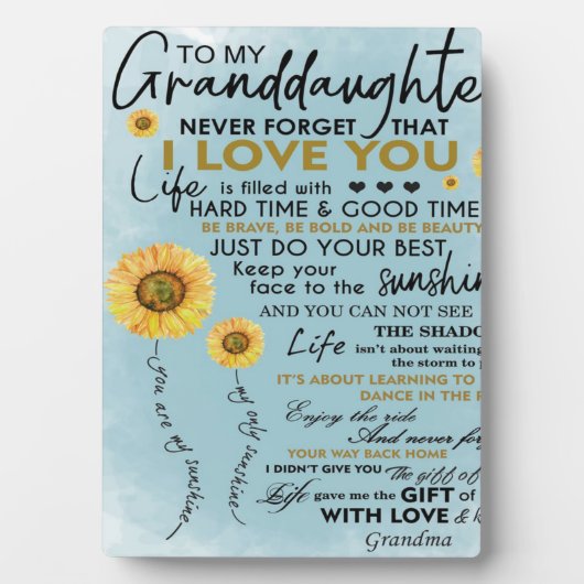 私の孫娘ギフト、孫の子供への誕生日ギフト フォトプラーク (正面)